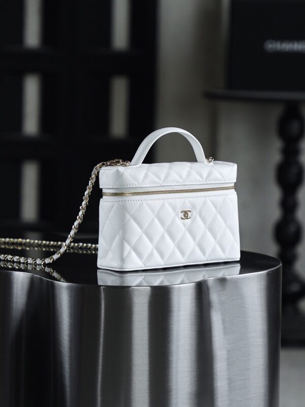 God Factory Chanel Lunch Box Bag White impala Leather Size 17*19.5*5cm Gold Hardware