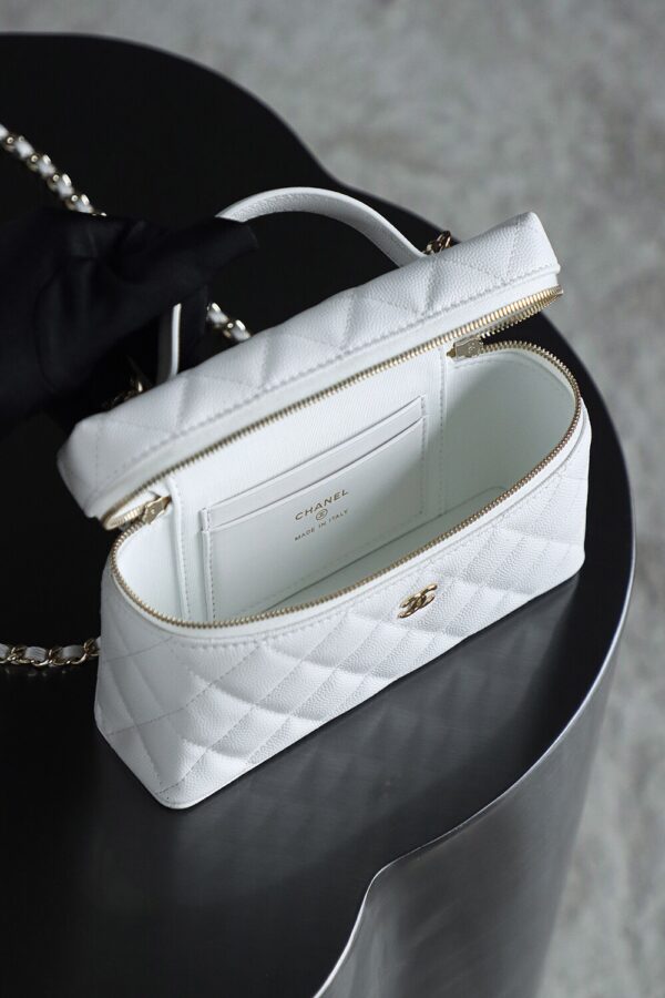 God Factory Chanel Lunch Box Bag White impala Leather Size 17*19.5*5cm Gold Hardware