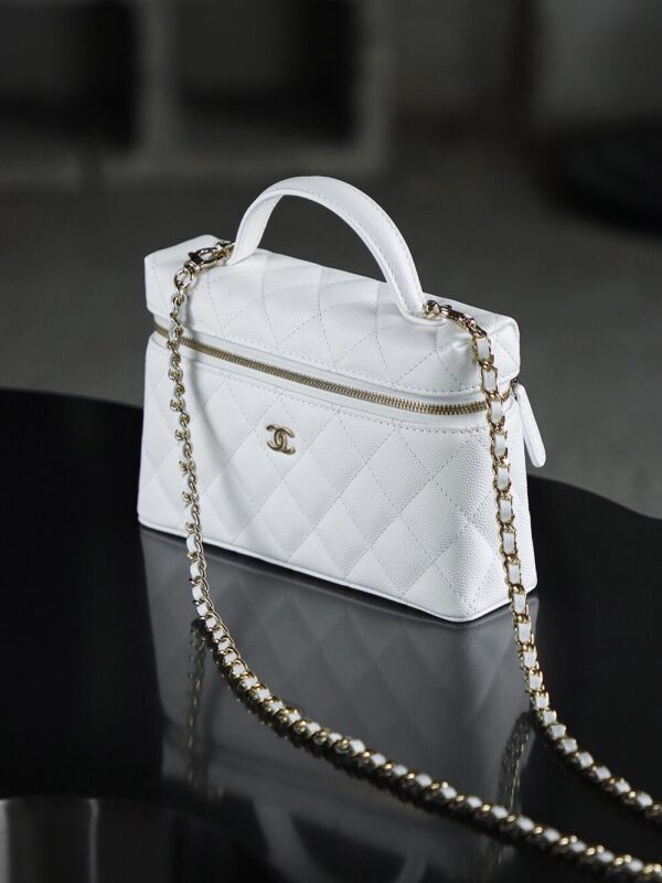 God Factory Chanel Lunch Box Bag White impala Leather Size 17*19.5*5cm Gold Hardware