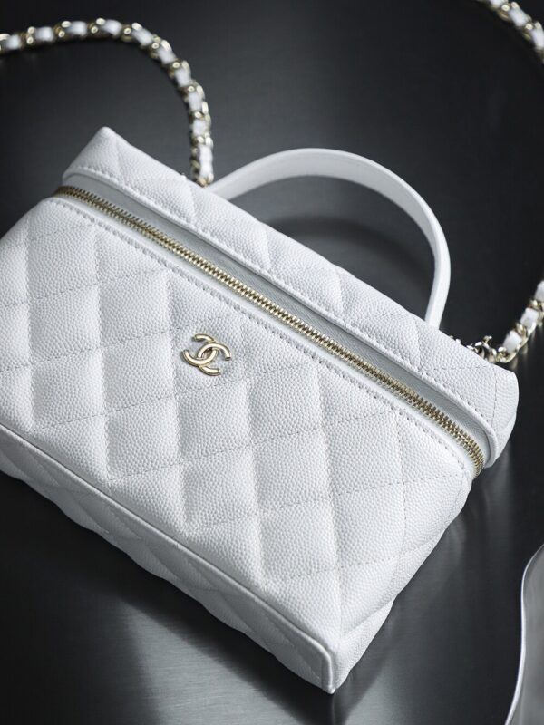God Factory Chanel Lunch Box Bag White impala Leather Size 17*19.5*5cm Gold Hardware