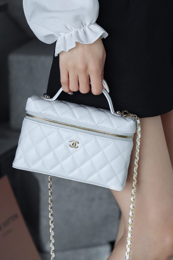 God Factory Chanel Lunch Box Bag White impala Leather Size 17*19.5*5cm Gold Hardware