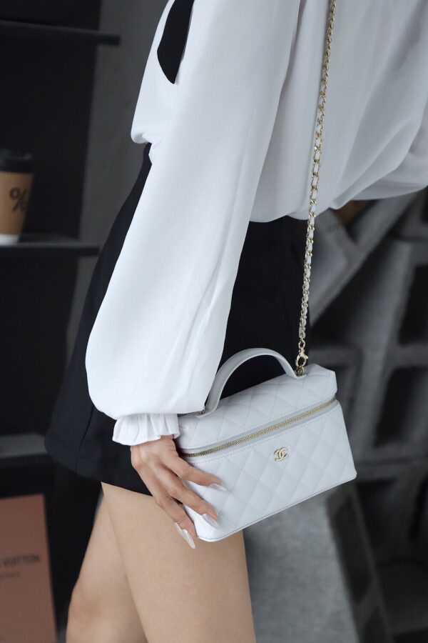 God Factory Chanel Lunch Box Bag White impala Leather Size 17*19.5*5cm Gold Hardware