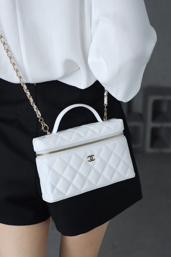 God Factory Chanel Lunch Box Bag White impala Leather Size 17*19.5*5cm Gold Hardware