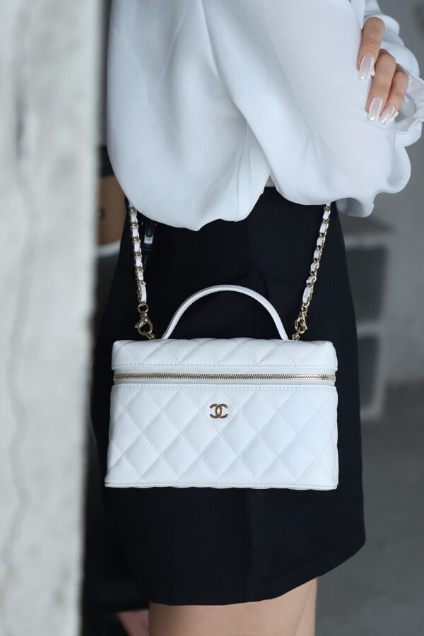 God Factory Chanel Lunch Box Bag White impala Leather Size 17*19.5*5cm Gold Hardware