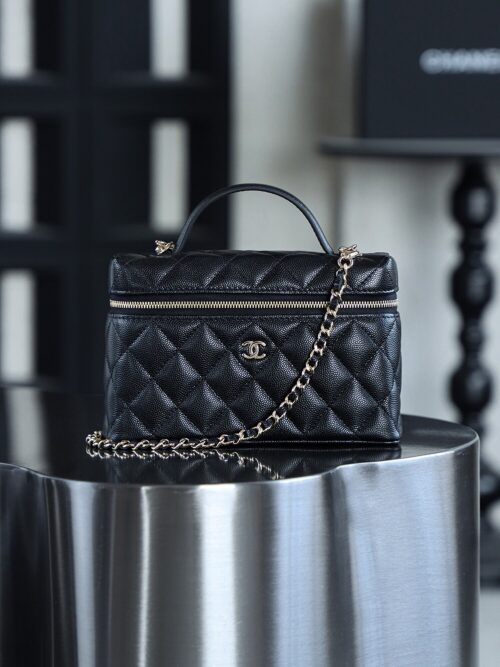 God Factory Chanel Lunch Box Bag Black impala Leather Size 17*19.5*5cm Gold Hardware