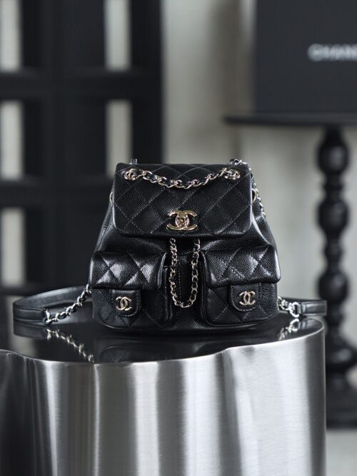 God Factory Chanel 24A Duma Small Black HAAS Leather 14K Pale Gold Size 16.5*17.5*10cm