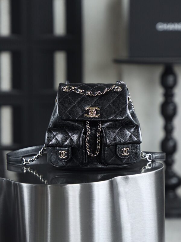 God Factory Chanel 24A Duma Small Black HAAS Leather 14K Pale Gold Size 16.5*17.5*10cm