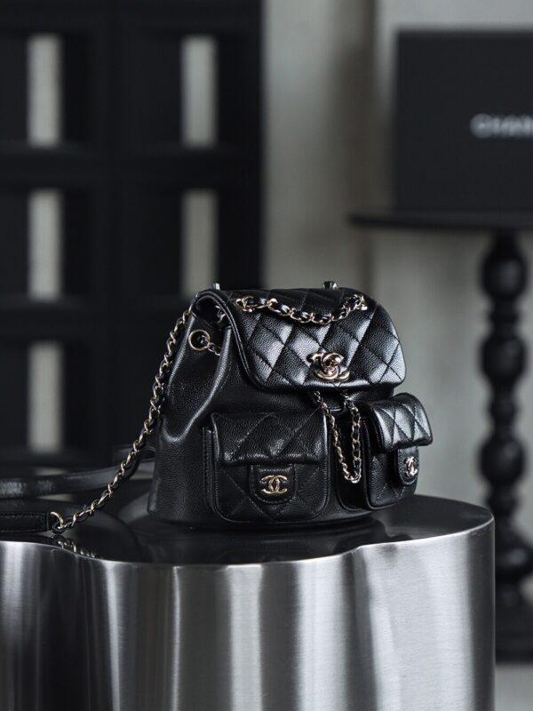 God Factory Chanel 24A Duma Small Black HAAS Leather 14K Pale Gold Size 16.5*17.5*10cm