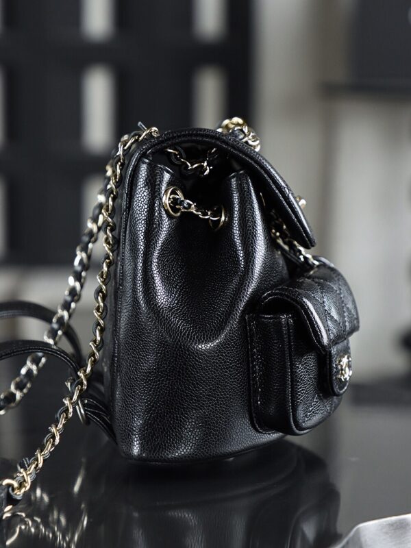 God Factory Chanel 24A Duma Small Black HAAS Leather 14K Pale Gold Size 16.5*17.5*10cm