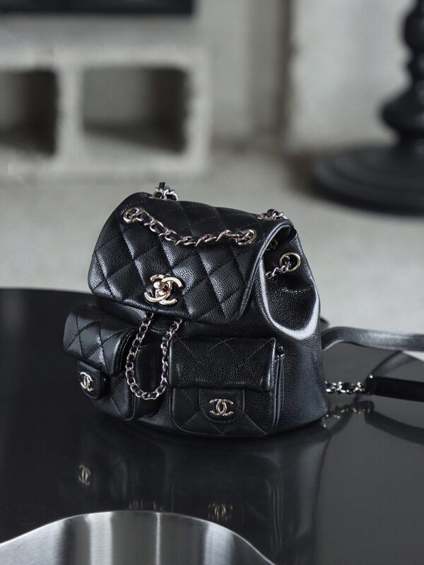 God Factory Chanel 24A Duma Small Black HAAS Leather 14K Pale Gold Size 16.5*17.5*10cm