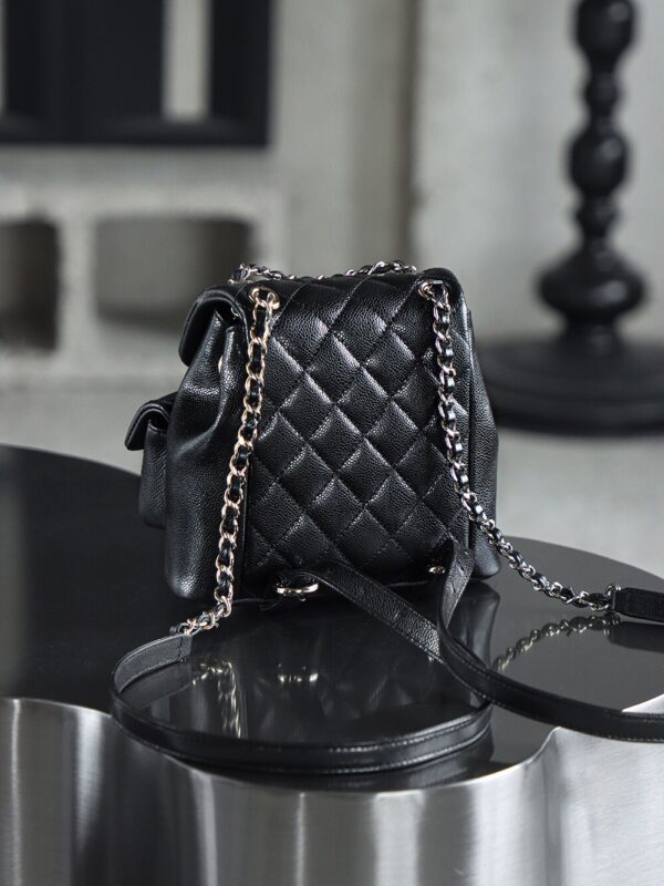 God Factory Chanel 24A Duma Small Black HAAS Leather 14K Pale Gold Size 16.5*17.5*10cm