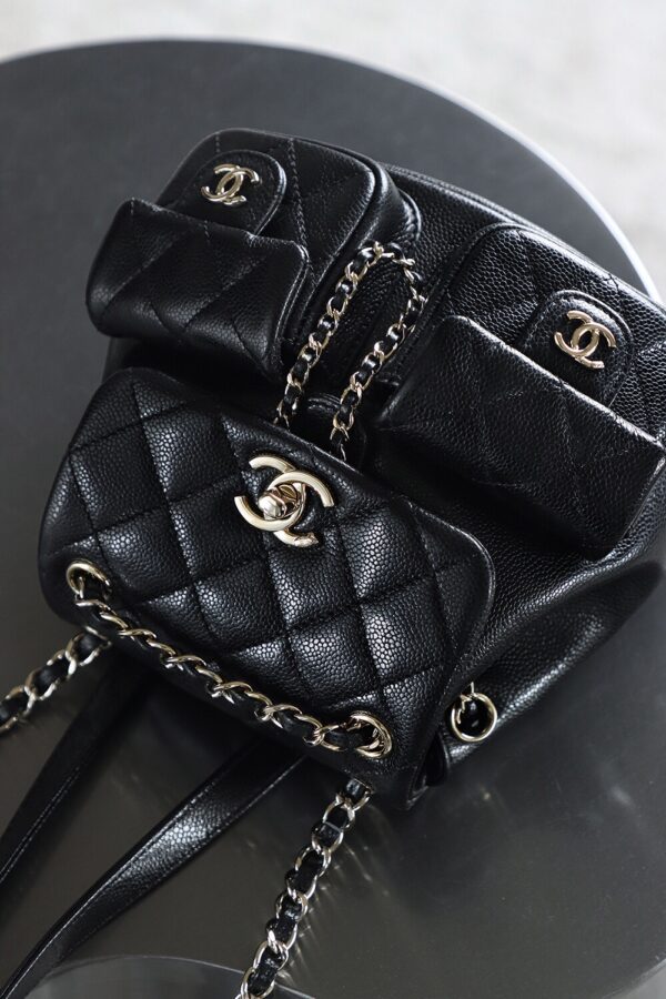 God Factory Chanel 24A Duma Small Black HAAS Leather 14K Pale Gold Size 16.5*17.5*10cm