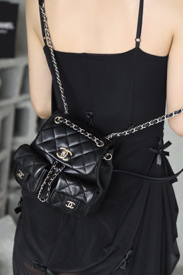 God Factory Chanel 24A Duma Small Black HAAS Leather 14K Pale Gold Size 16.5*17.5*10cm