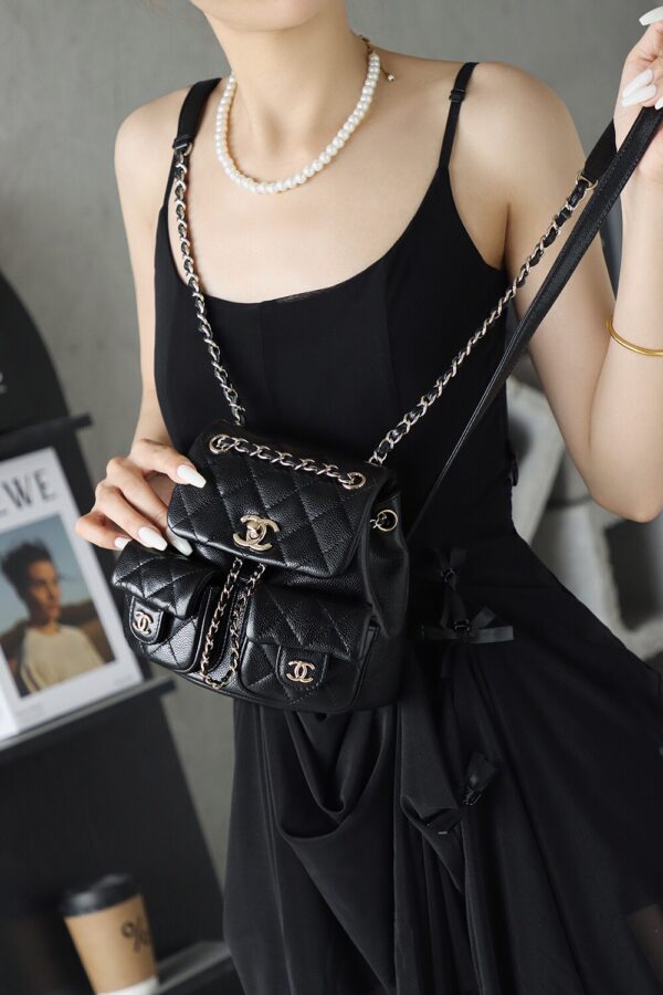 God Factory Chanel 24A Duma Small Black HAAS Leather 14K Pale Gold Size 16.5*17.5*10cm
