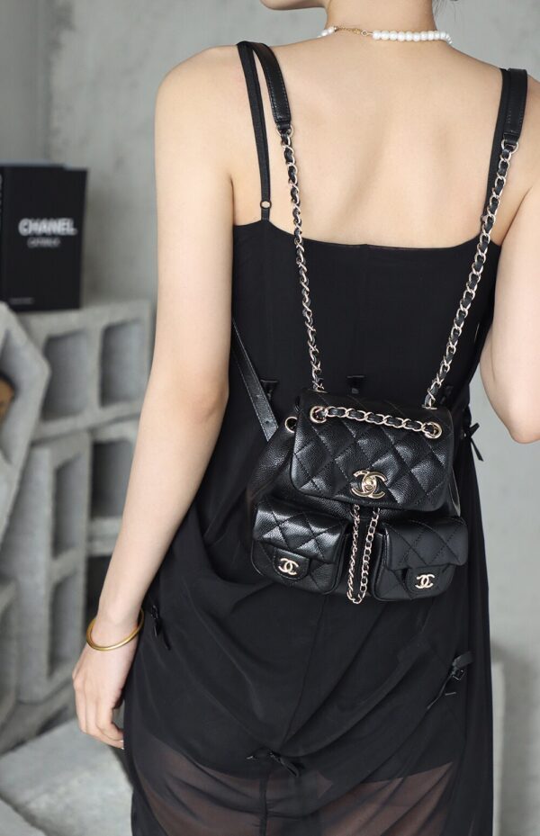 God Factory Chanel 24A Duma Small Black HAAS Leather 14K Pale Gold Size 16.5*17.5*10cm