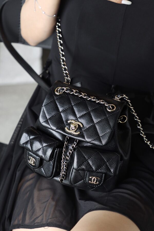 God Factory Chanel 24A Duma Small Black HAAS Leather 14K Pale Gold Size 16.5*17.5*10cm
