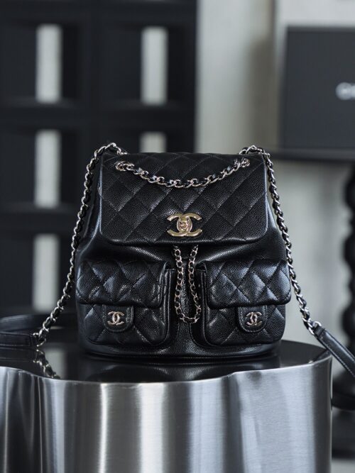 God Factory Chanel 24A Duma Medium  Black HAAS Leather 14K Pale Gold Size 20*20.5*11.5cm
