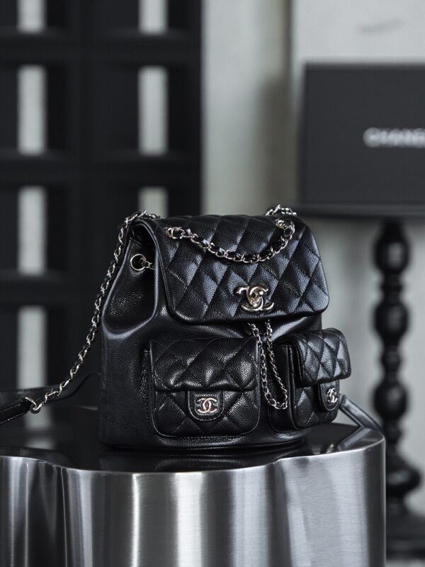 God Factory Chanel 24A Duma Medium  Black HAAS Leather 14K Pale Gold Size 20*20.5*11.5cm