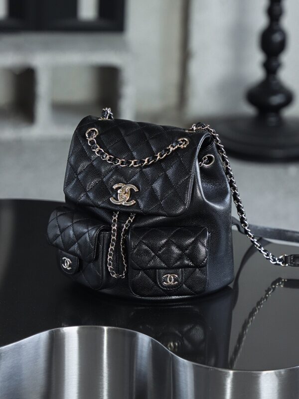 God Factory Chanel 24A Duma Medium  Black HAAS Leather 14K Pale Gold Size 20*20.5*11.5cm