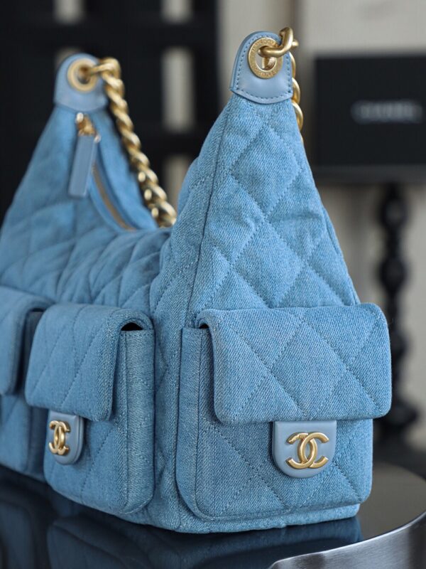 God Factory Chanel 25C Hobo Large Fashion Art / Denim Blue 24K Retro Gold Size 27*35*18cm