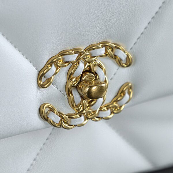 img_7590-2 God Factory Chanel 19 Bag White GR Sheep Leather GHW Medium size