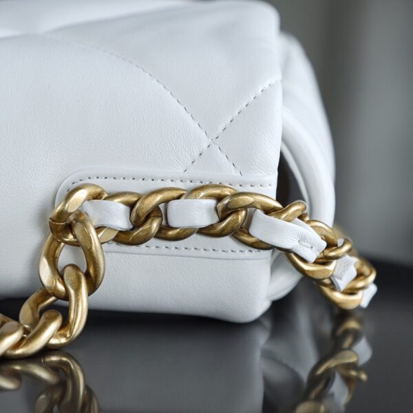 img_7593-2 God Factory Chanel 19 Bag White GR Sheep Leather GHW Medium size