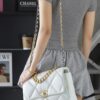 God Factory Chanel 19 Bag White GR Sheep Leather GHW Medium size