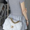 God Factory Chanel 19 Bag White GR Sheep Leather GHW Medium size