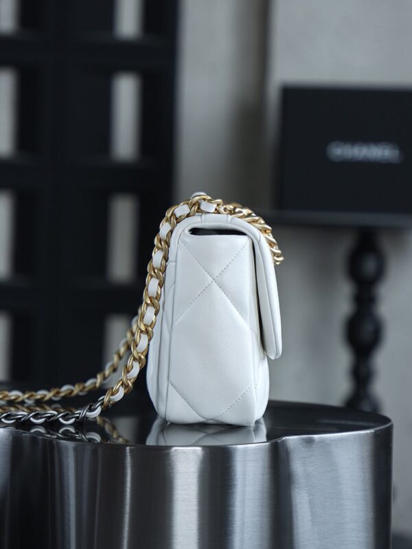 img_7609-2 God Factory Chanel 19 Bag Small White Gold Hardware Size 16*26*9cm