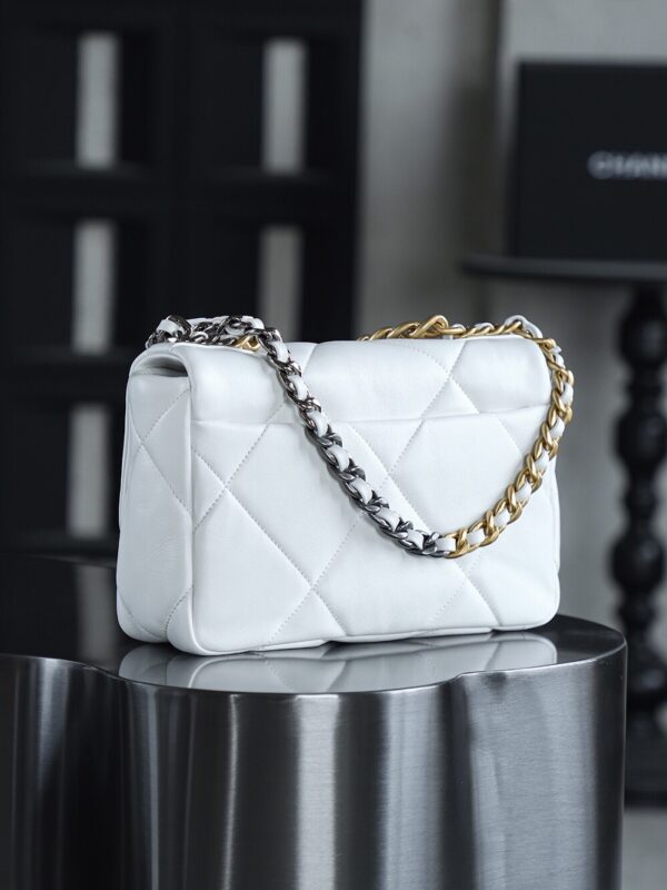 img_7612-2 God Factory Chanel 19 Bag Small White Gold Hardware Size 16*26*9cm
