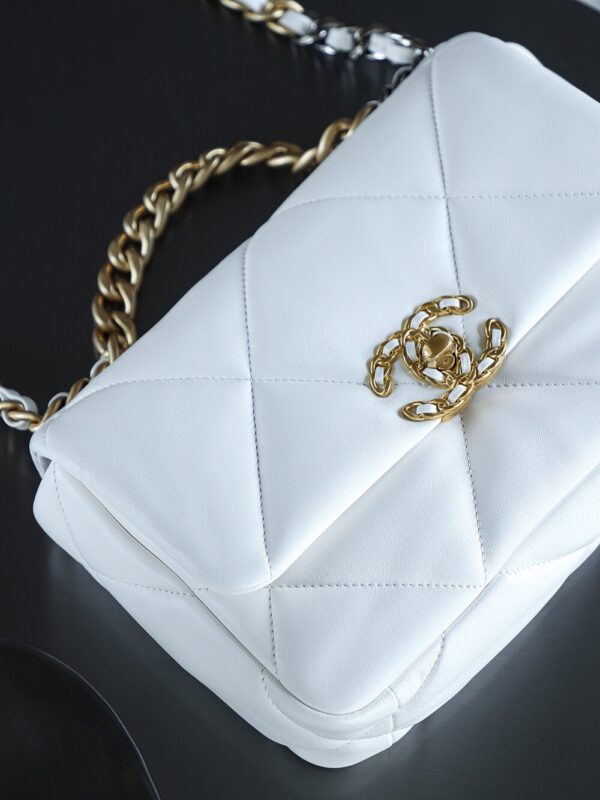 img_7613-2 God Factory Chanel 19 Bag Small White Gold Hardware Size 16*26*9cm