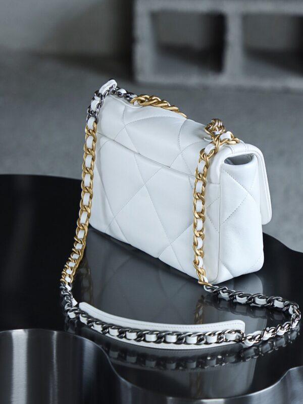 img_7616-2 God Factory Chanel 19 Bag Small White Gold Hardware Size 16*26*9cm