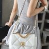 God Factory Chanel 19 Bag Small White Gold Hardware Size 16*26*9cm