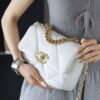 God Factory Chanel 19 Bag Small White Gold Hardware Size 16*26*9cm