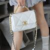 God Factory Chanel 19 Bag Small White Gold Hardware Size 16*26*9cm