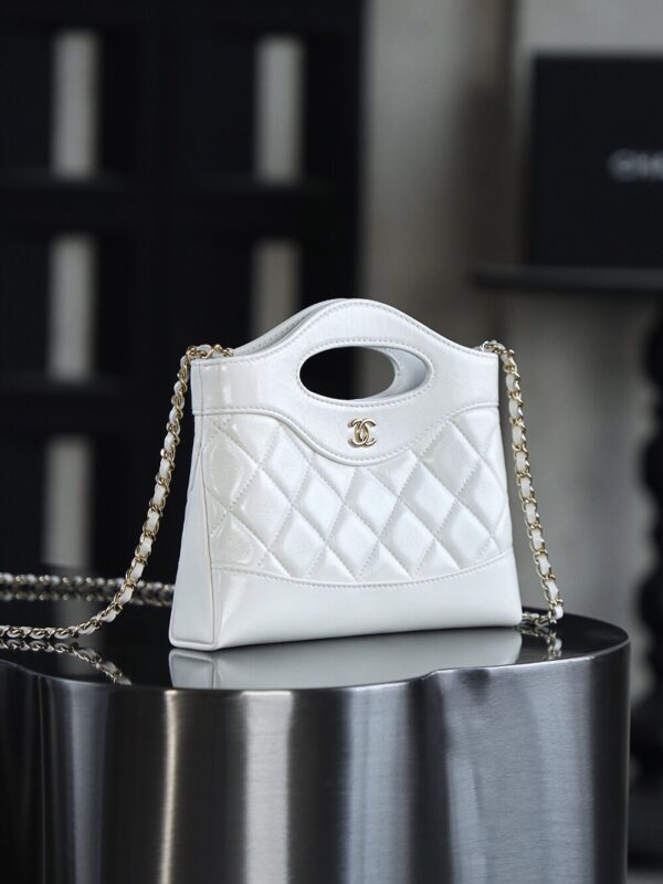 God Factory Chanel Nano 31 Bag Authentication Edition 14K Pale White Bonaudo Leather Gold Size 20*17.5*3.5cm
