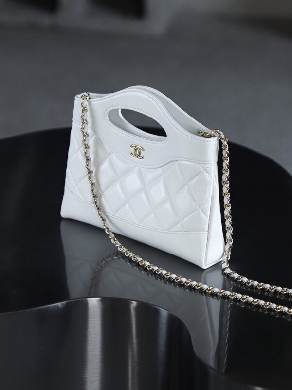 God Factory Chanel Nano 31 Bag Authentication Edition 14K Pale White Bonaudo Leather Gold Size 20*17.5*3.5cm