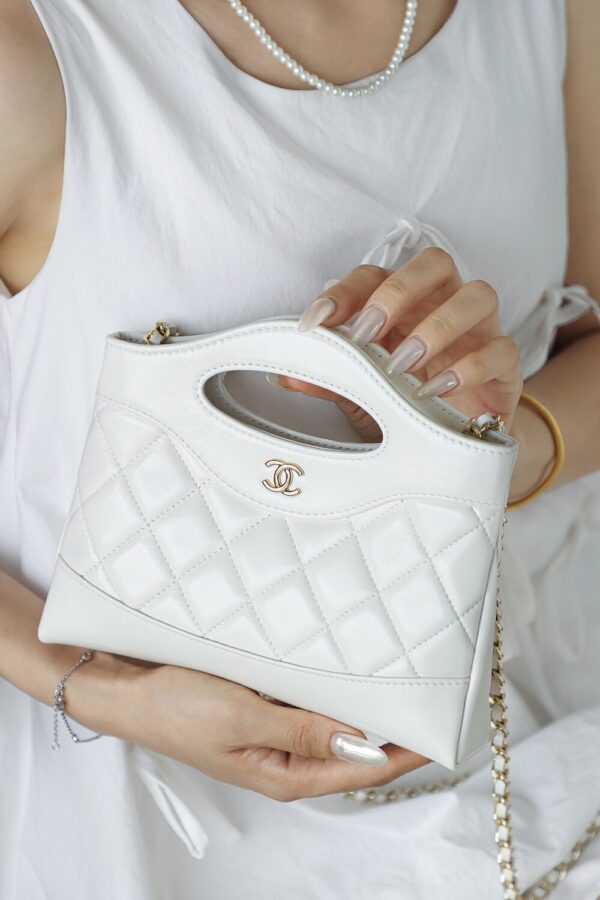 God Factory Chanel Nano 31 Bag Authentication Edition 14K Pale White Bonaudo Leather Gold Size 20*17.5*3.5cm