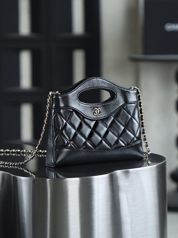 God Factory Chanel Nano 31 Bag Authentication Edition 14K Pale Black Bonaudo Leather Gold Size 20*17.5*3.5cm