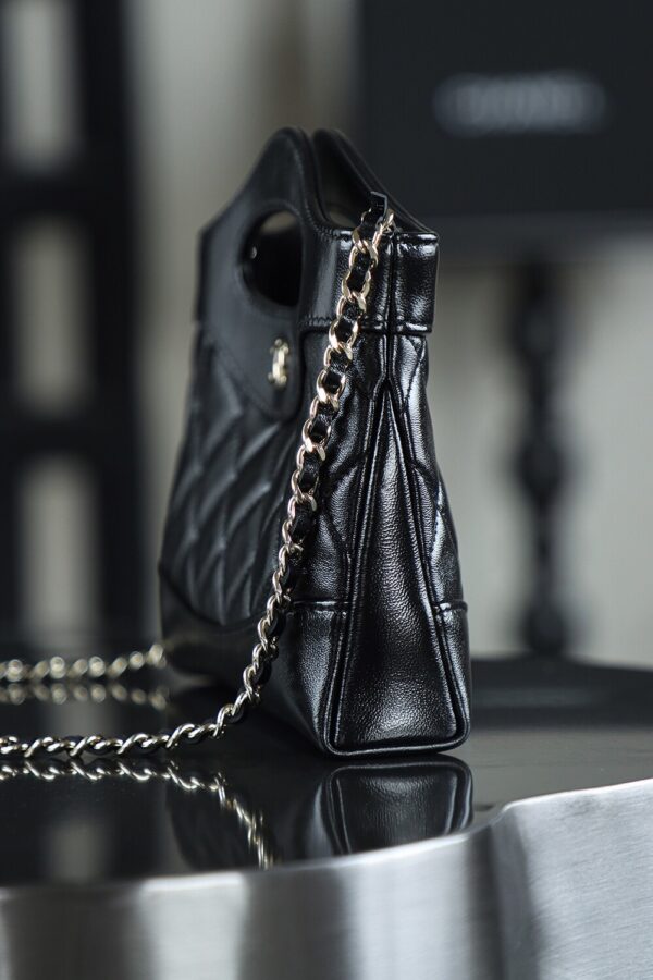 God Factory Chanel Nano 31 Bag Authentication Edition 14K Pale Black Bonaudo Leather Gold Size 20*17.5*3.5cm