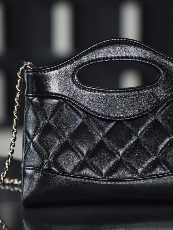God Factory Chanel Nano 31 Bag Authentication Edition 14K Pale Black Bonaudo Leather Gold Size 20*17.5*3.5cm