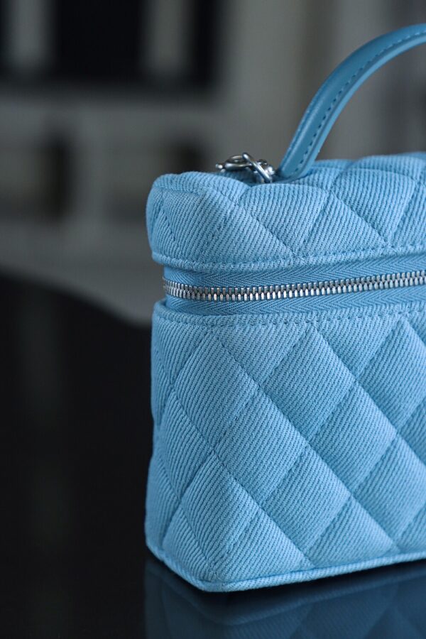 God Factory Chanel 25P Denim Lunchbox Bag Fashion Art Denim Blue Leather 24K Retro PHW Size 17*19.5*5cm