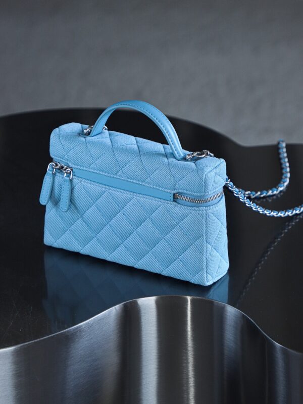 God Factory Chanel 25P Denim Lunchbox Bag Fashion Art Denim Blue Leather 24K Retro PHW Size 17*19.5*5cm