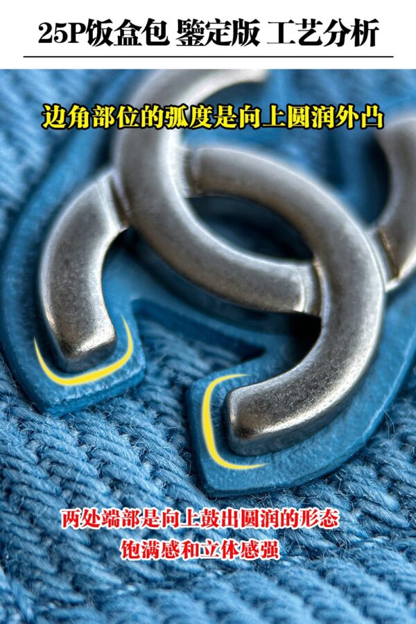 God Factory Chanel 25P Denim Lunchbox Bag Fashion Art Denim Blue Leather 24K Retro PHW Size 17*19.5*5cm