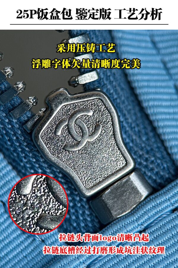 God Factory Chanel 25P Denim Lunchbox Bag Fashion Art Denim Blue Leather 24K Retro PHW Size 17*19.5*5cm