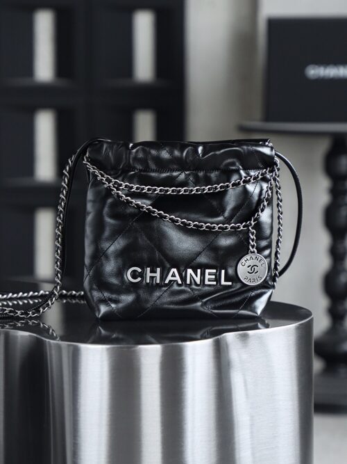God Factory Chanel Mini 22 Bag 24K Retro PHW Antiba Leate Size 19*20*6cm