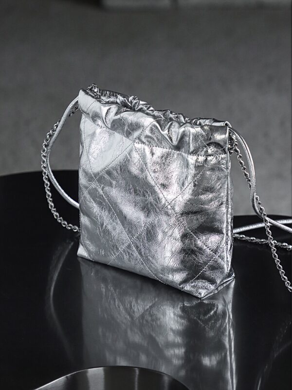 God Factory Chanel Mini 22 Bag 24K Retro PHW Antiba Leather Silver Color Size 19*20*6cm