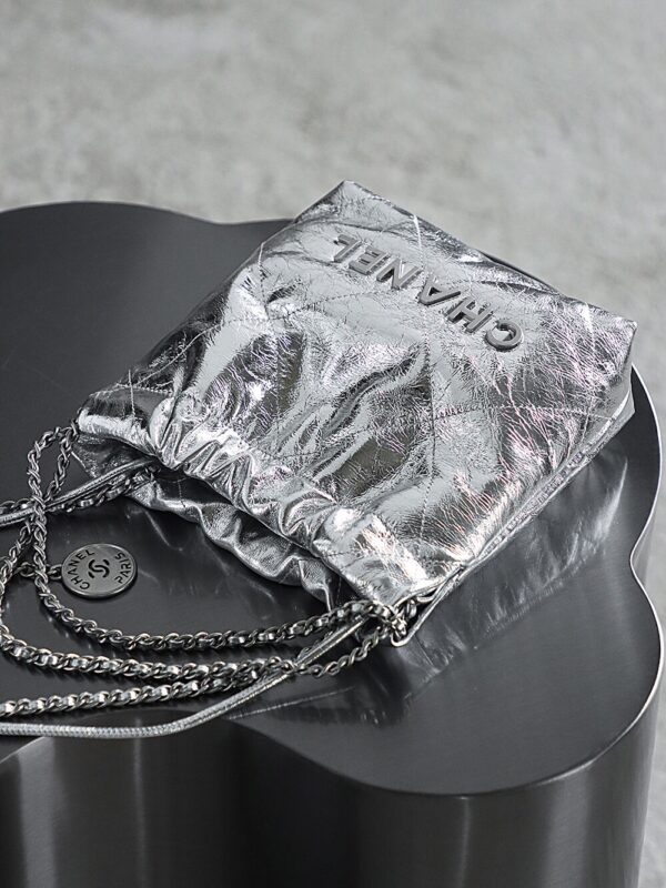 God Factory Chanel Mini 22 Bag 24K Retro PHW Antiba Leather Silver Color Size 19*20*6cm