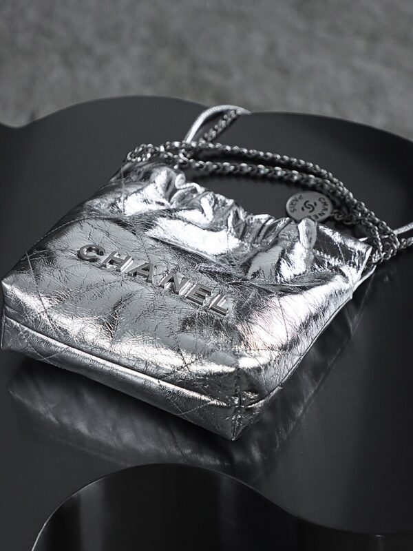 God Factory Chanel Mini 22 Bag 24K Retro PHW Antiba Leather Silver Color Size 19*20*6cm