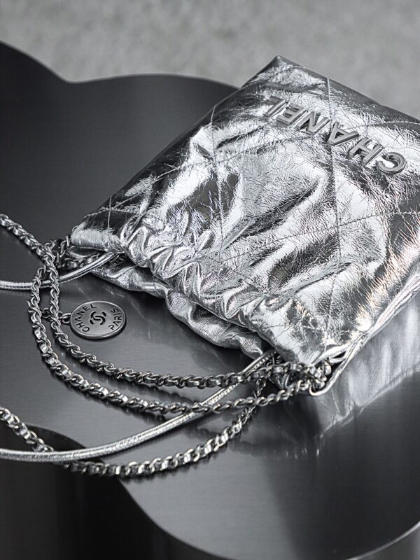 God Factory Chanel Mini 22 Bag 24K Retro PHW Antiba Leather Silver Color Size 19*20*6cm